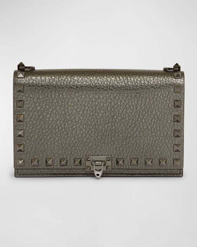 Mini Rockstud Metallic Leather Shoulder Bag
